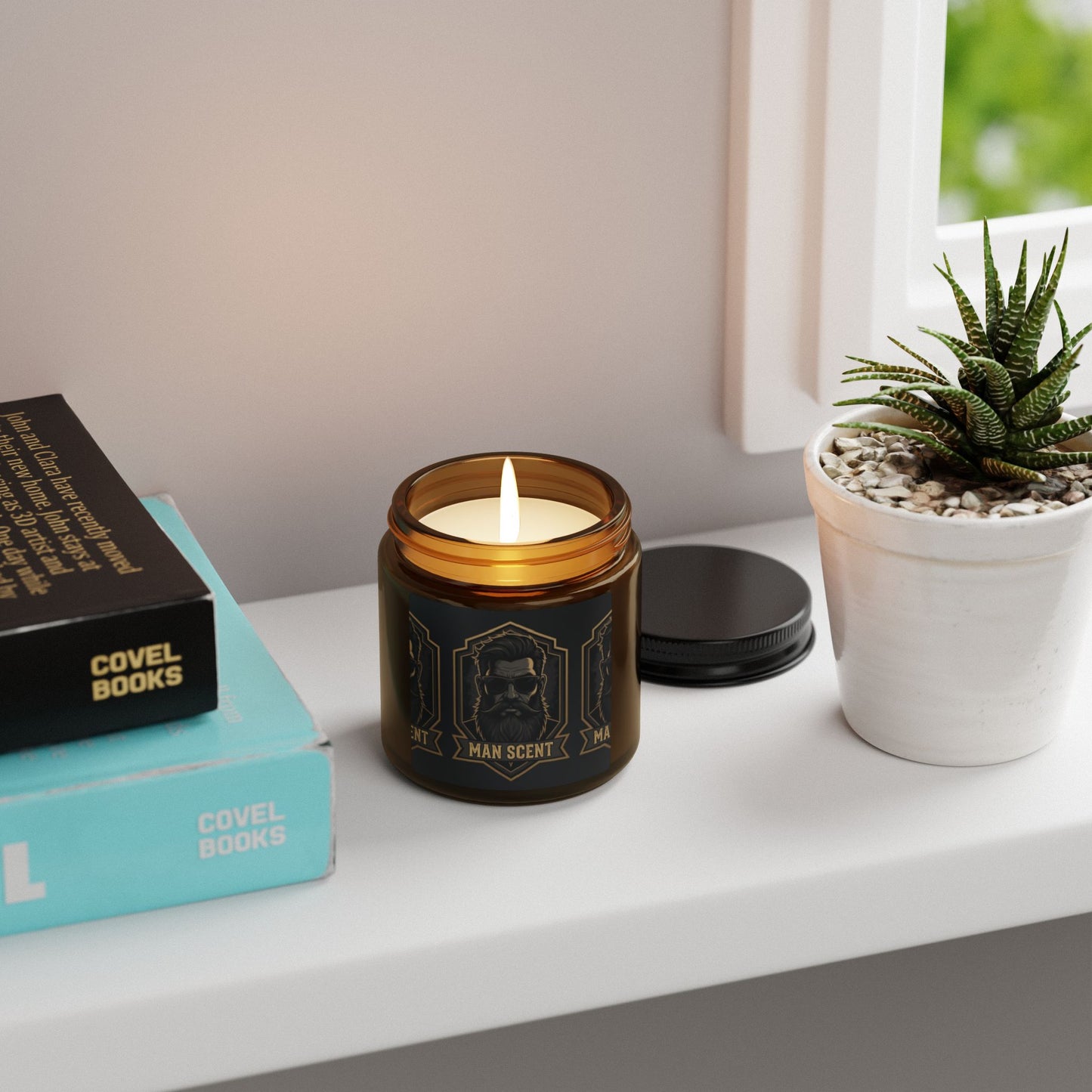 Man Scent Amber Soy Candle — Masculine Aromatherapy Gift (Multi-Size)