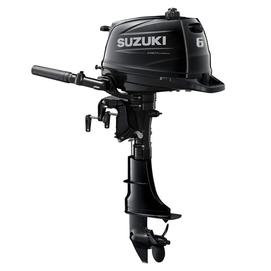 Suzuki DF6AS5 Black 6 HP 15 inch Shaft Tiller Arm Motor In Stock!