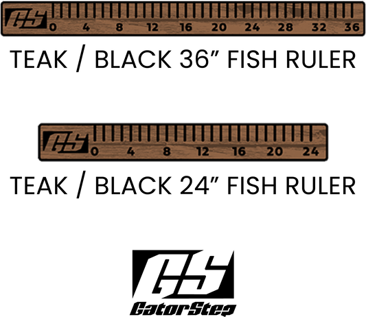 GatorStep Fish Ruler Teak/ Black 24" - Twin Screws Marine Service