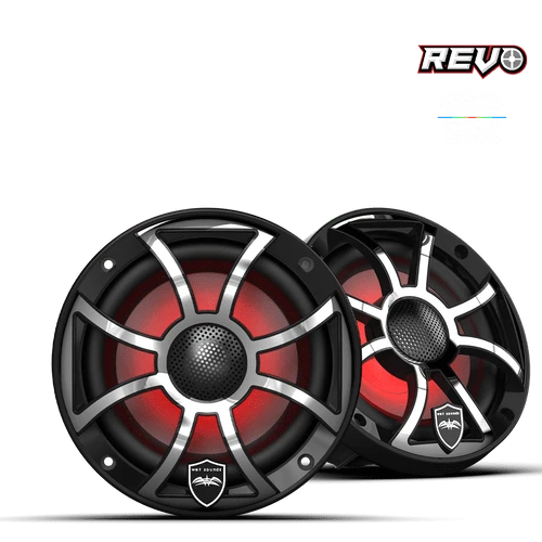 WET SOUNDS REVO 6 XS-B-SS V3 | REVO Series 6.5-inch High-Output Component Style Coaxial Speakers w/ XS-Black-Stainless Steel RGB Grilles - Twin Screws Marine Service