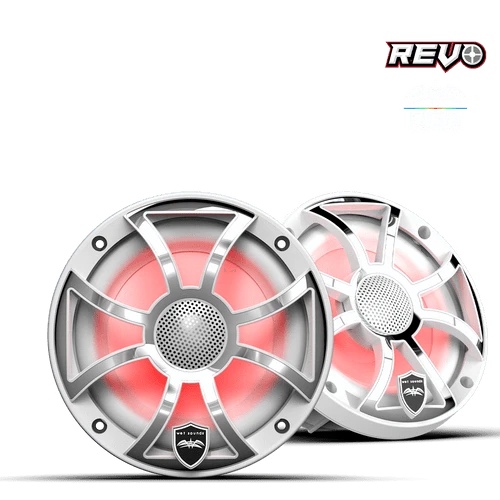 WET SOUNDS REVO 6-XSW-SS | REVO Series 6.5-inch High-Output Component Style Coaxial Speakers w/ XS-White-Stainless Steel RGB Grilles - Twin Screws Marine Service