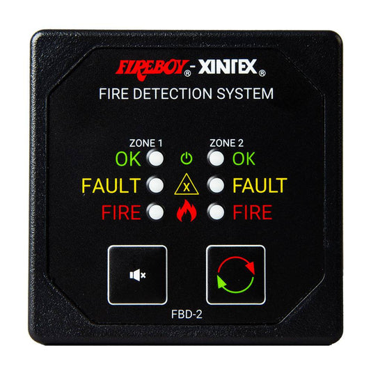 Fireboy-Xintex Two Zone Detection  Alarm Panel - 2-5/8" Display - 12/24V DC [FBD-2-R] - Twin Screws Marine Service