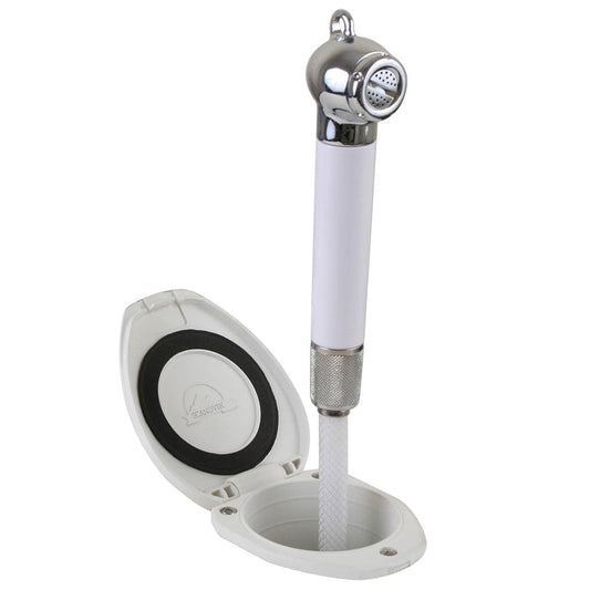 Scandvik Recessed Shower w/6 White Hose - Push-Button [12106P] - Twin Screws Marine Service