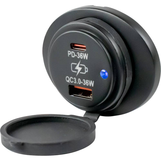 Sea-Dog Oval Surface Mount USB 3.0  USB-C Power Socket [426535-1] - Twin Screws Marine Service