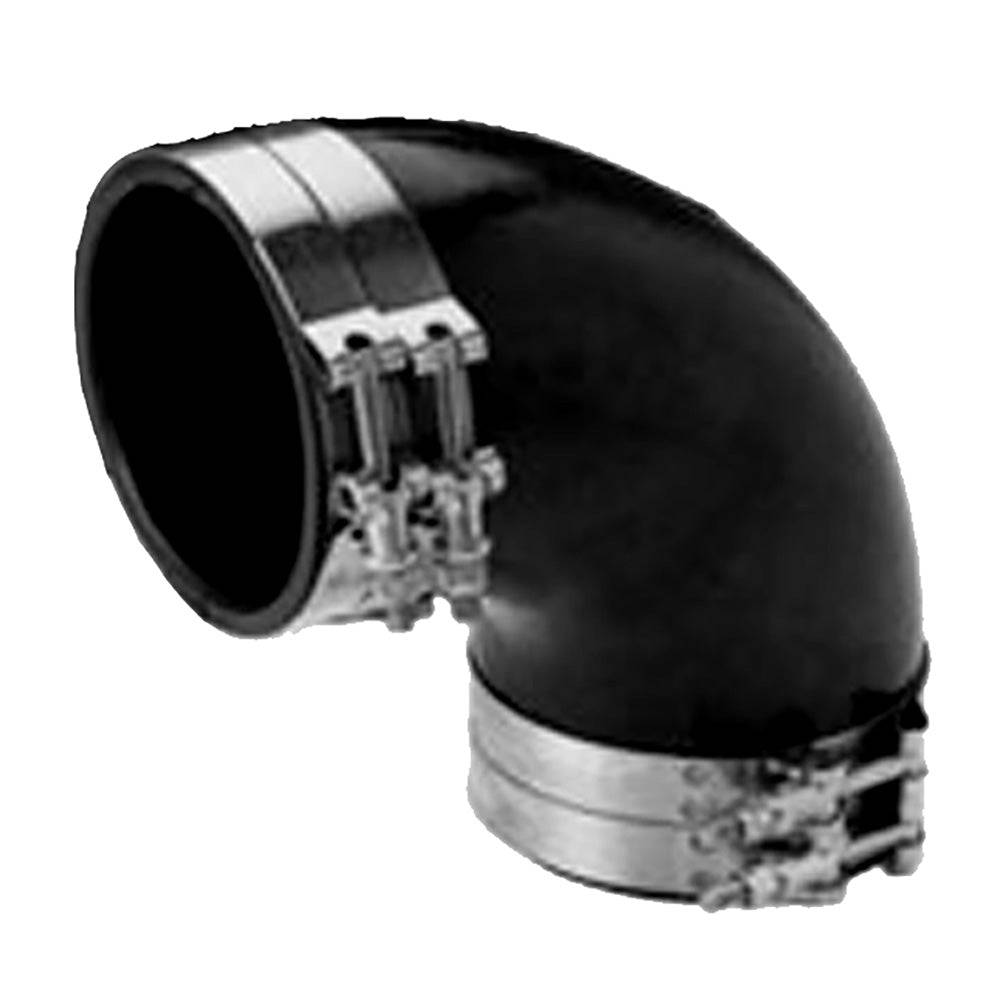 Trident Marine 3" ID 90-Degree EPDM Black Rubber Molded Wet Exhaust Elbow w/4 T-Bolt Clamps [TRL-390-S/S] - Twin Screws Marine Service