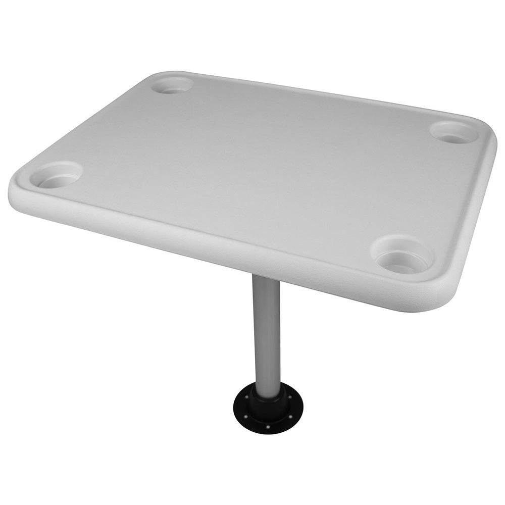 Wise White Rectangular Table - 4 Drink Holders w/Pedestal [8WD944] - Twin Screws Marine Service