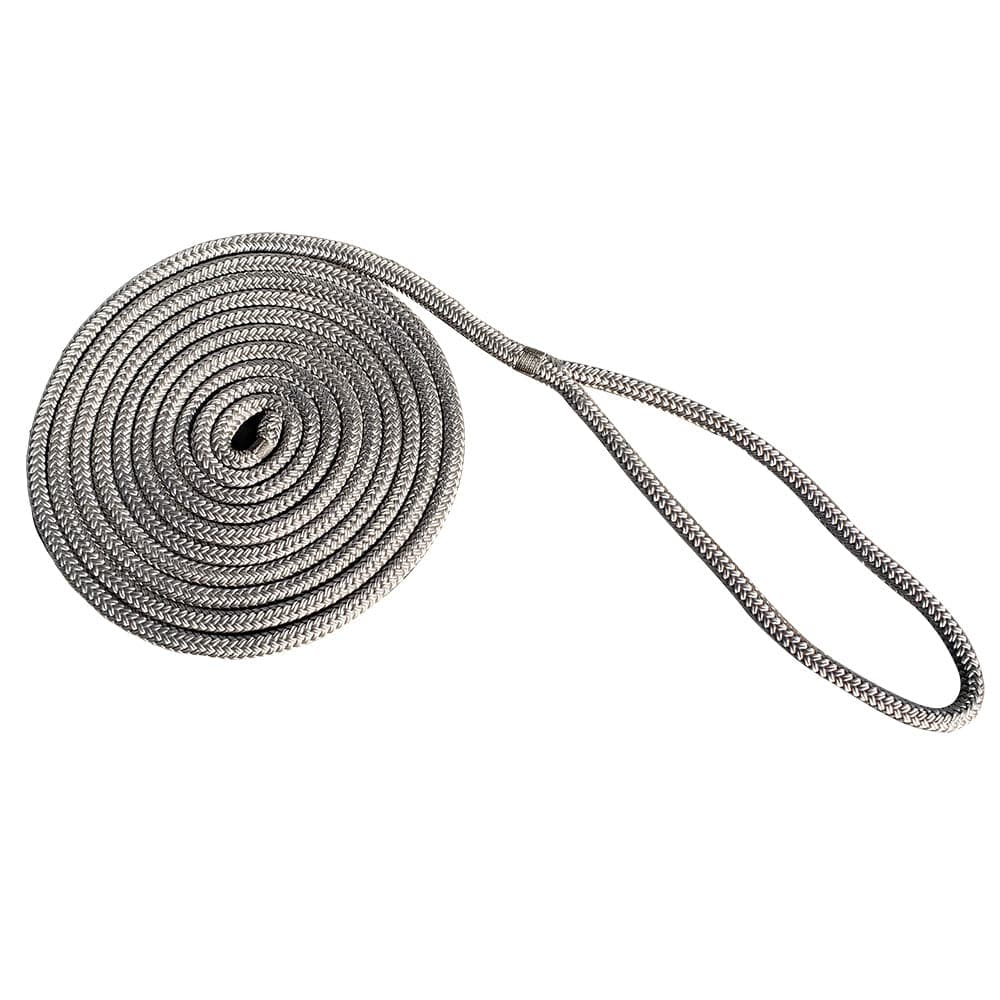 New England Rope 3/8" x 15 Nylon Double Braid Dock Line - Grey [5058-12-00015] - Twin Screws Marine Service