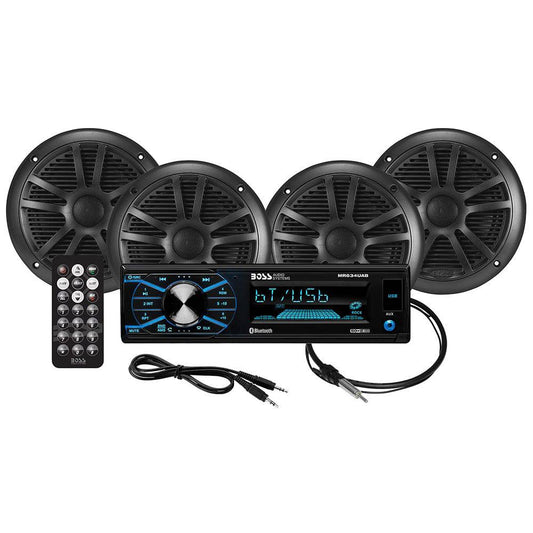 Boss Audio MCBK634B.64 Kit w/MR634UAB, 4 MR6B Speakers,  MRANT10 Antenna [MCBK634B.64] - Twin Screws Marine Service