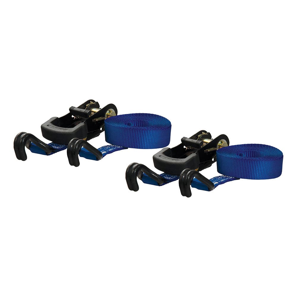 CURT 16 Blue Cargo Straps w/"J" Hooks - 733 lbs - 2 Pack [83020] - Twin Screws Marine Service