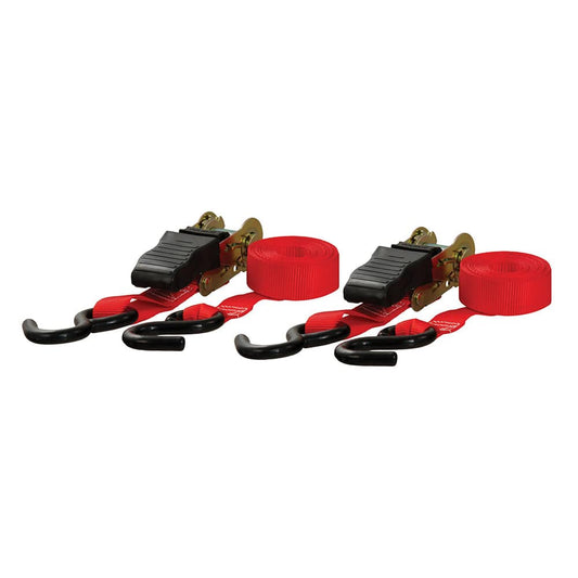 CURT 10 Red Cargo Straps w/"S" Hooks - 500 lbs - 2 Pack [83001] - Twin Screws Marine Service