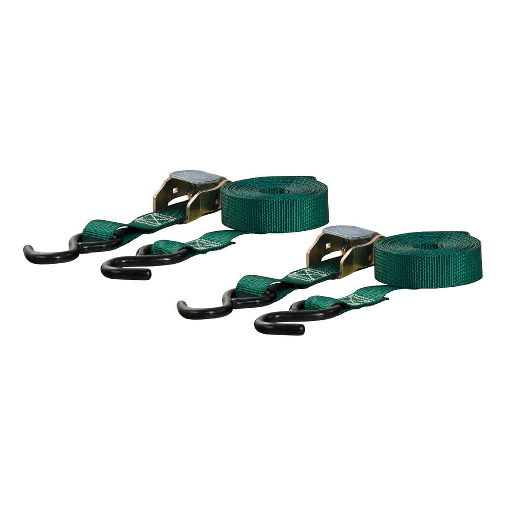 CURT 15 Dark Green Cargo Straps w/"S" Hooks - 300 lbs - 2 Pack [83015] - Twin Screws Marine Service