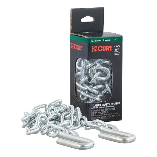 CURT 48" Safety Chain w/2 "S" Hooks - 2,000 lbs - Clear Zinc [80011] - Twin Screws Marine Service