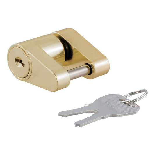 CURT Coupler Lock - 1/4" Pin - 3/4" Latch Span - Padlock - Brass-Plated [23022] - Twin Screws Marine Service