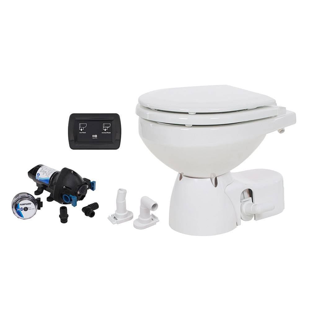 Jabsco Quiet Flush E2 Raw Water Toilet Compact Bowl - 12V - Soft Close Lid [38245-3092RSP] - Twin Screws Marine Service