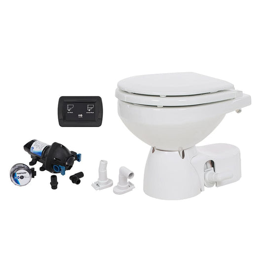 Jabsco Quiet Flush E2 Raw Water Toilet Compact Bowl - 12V - Soft Close Lid [38245-3092RSP] - Twin Screws Marine Service