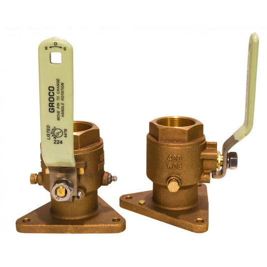 GROCO 2-1/2" Bronze Tri-Flanged Ball Valve/Seacock [FBV-2500] - Twin Screws Marine Service