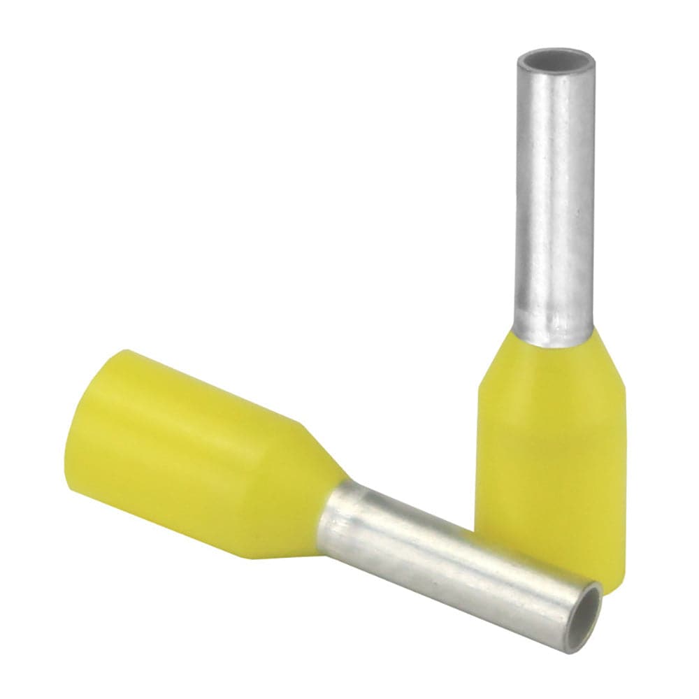 Pacer Yellow 18 AWG Wire Ferrule - 6mm Length - 25 Pack [TFRL18-6MM-25] - Twin Screws Marine Service