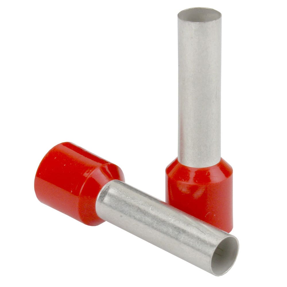 Pacer Red 16 AWG Wire Ferrule - 8mm Length - 25 Pack [TFRL16-8MM-25] - Twin Screws Marine Service