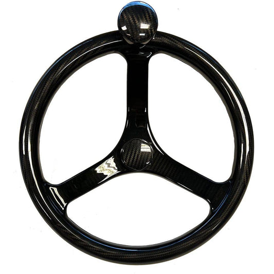 Schmitt Marine Carbon Fiber Primus Wheel w/Knob 13.5" w/Sanntoprene Finger Grip 3/4" Tapered Shaft w/CF Nut [7461321FGK-CFN] - Twin Screws Marine Service