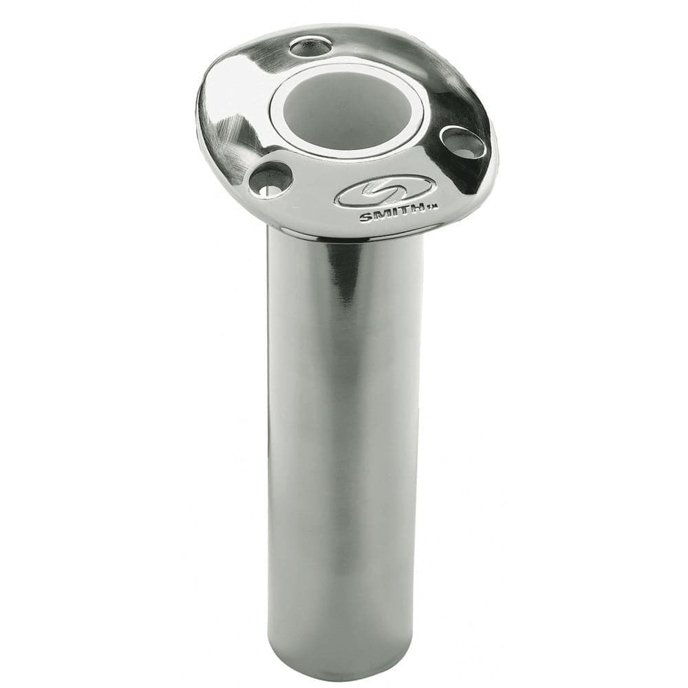 C.E. Smith Flush Mount Rod Holder - 0 Degree  9" Depth - Stainless Steel - Cast Bottom - White Vinyl Liner [53670CA] - Twin Screws Marine Service