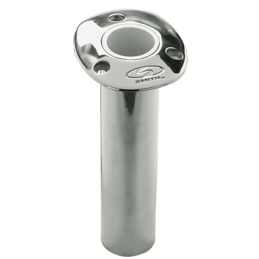 C.E. Smith Flush Mount Rod Holder - 0 Degree  9" Depth - Stainless Steel - Cast Bottom - White Vinyl Liner [53670CA] - Twin Screws Marine Service