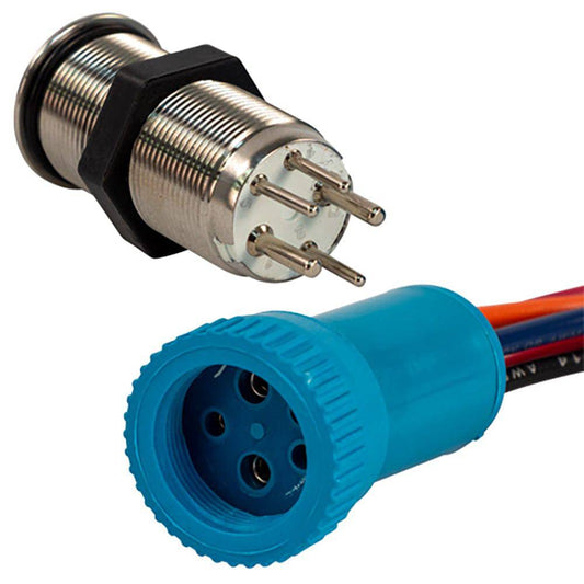 Bluewater 19mm Push Button Switch - Off/(On) Momentary Contact - Blue/Red LED - 4' Lead [9057-2113-4] - Twin Screws Marine Service
