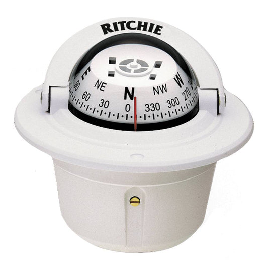 Ritchie F-50W Explorer Compass - Flush Mount - White [F-50W] - Twin Screws Marine Service
