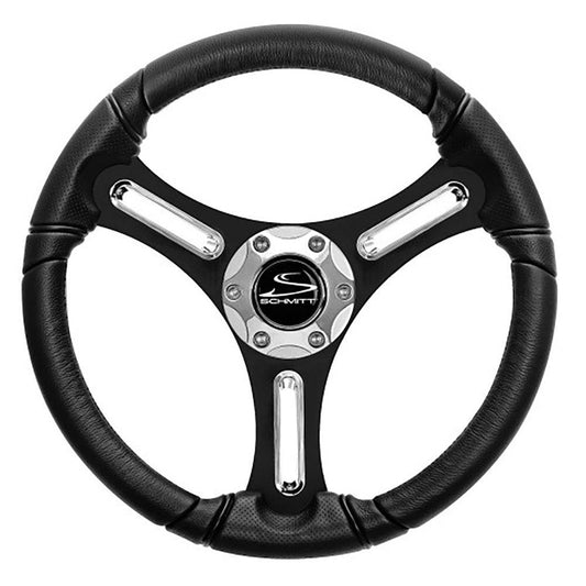 Schmitt Marine Torcello 14" Wheel - 03 Series - Polyurethane Wheel w/Chrome Spoke Inserts  Cap - Black Brushed Spokes - 3/4" - Retail Packaging [PU031104-12R] - Twin Screws Marine Service