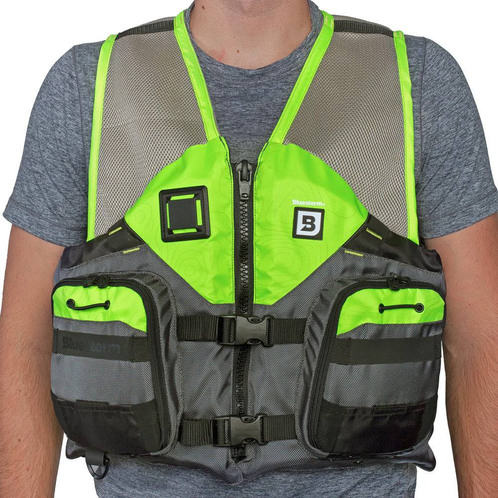 Bluestorm Sportsman Adult Mesh Fishing Life Jacket - Hi-Vis - L/XL [BS-105-HVS-L/XL] - Twin Screws Marine Service