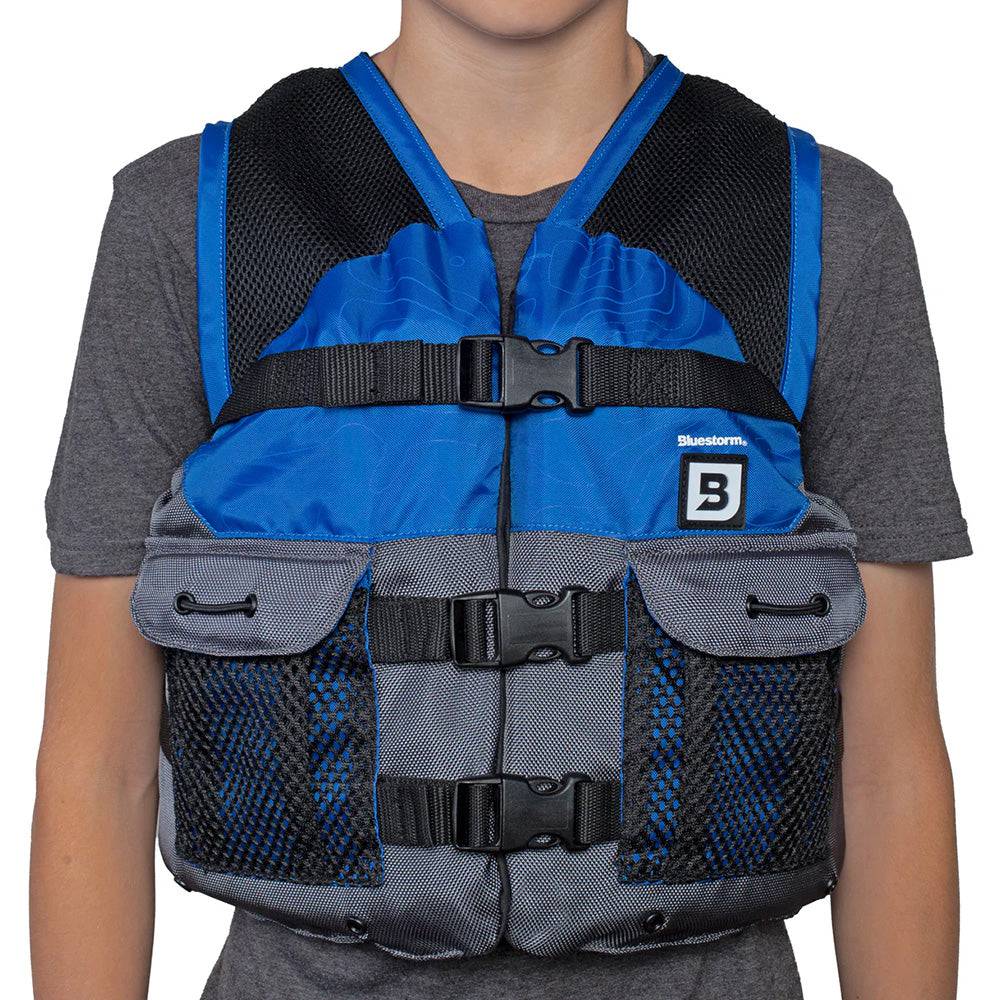 Bluestorm Sportsman Youth Mesh Fishing Life Jacket - Deep Blue [BS-105-NAV-Y] - Twin Screws Marine Service