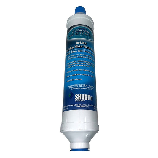 Shurflo by Pentair Quad-Stage Bacteriostatic KDF/Carbon In-Line City Water Entry Filter w/Garden Hose Ends [RV-210GH-KDF-A] - Twin Screws Marine Service