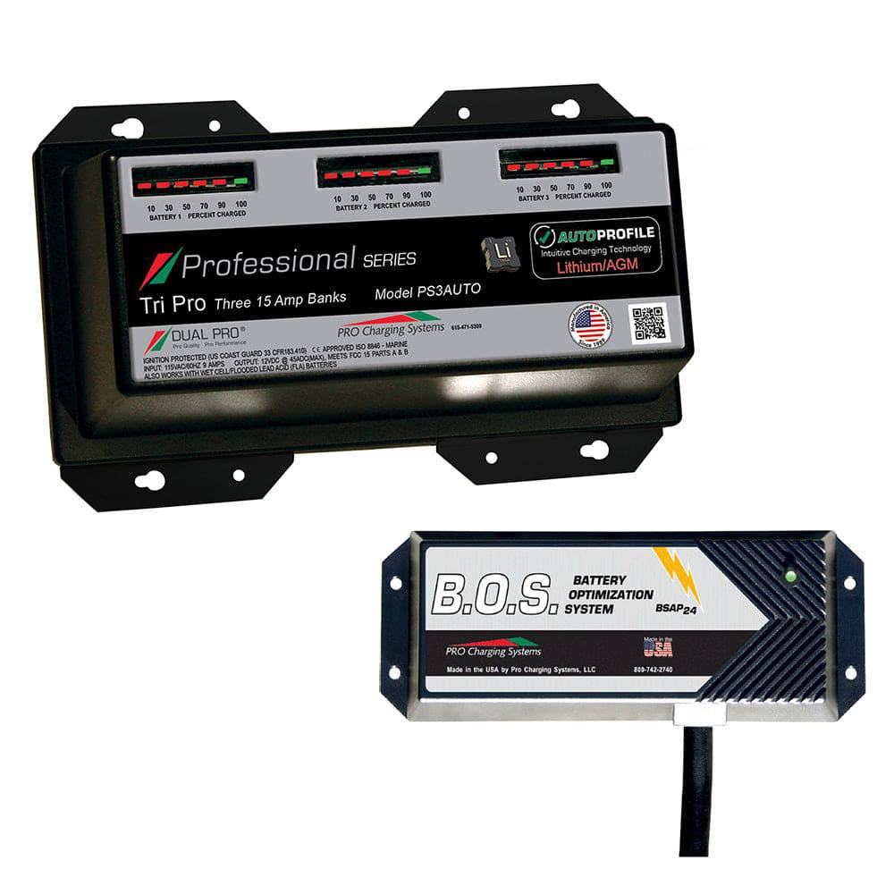 Dual Pro PS3 Auto 3 Bank Battery Charger w/2 Bank B.O.S. [PS3AUTO/BOS12V2] - Twin Screws Marine Service