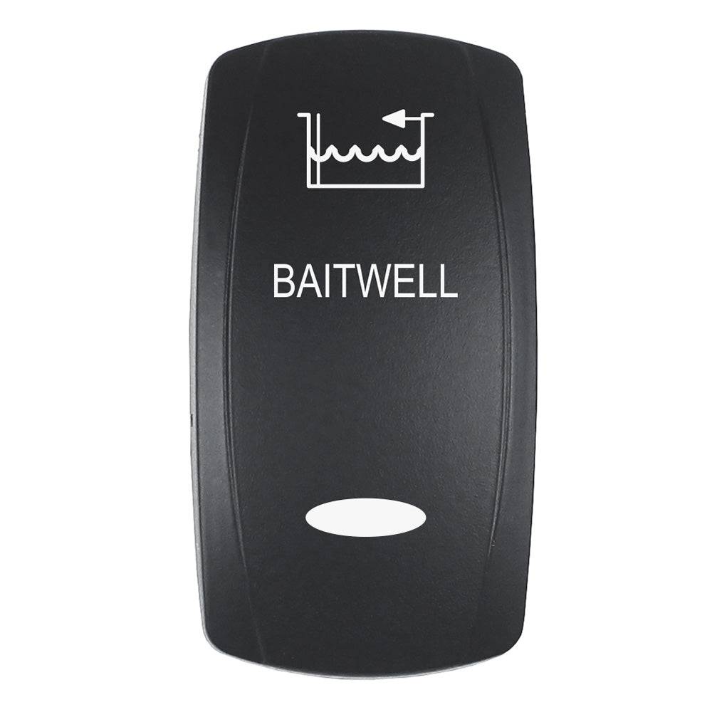 Pacer Actuator - 'BAITWELL' f/V Series Contura Switches - Black - Laser Etched (Top/Bottom Light) [EV2LE-BTWL] - Twin Screws Marine Service