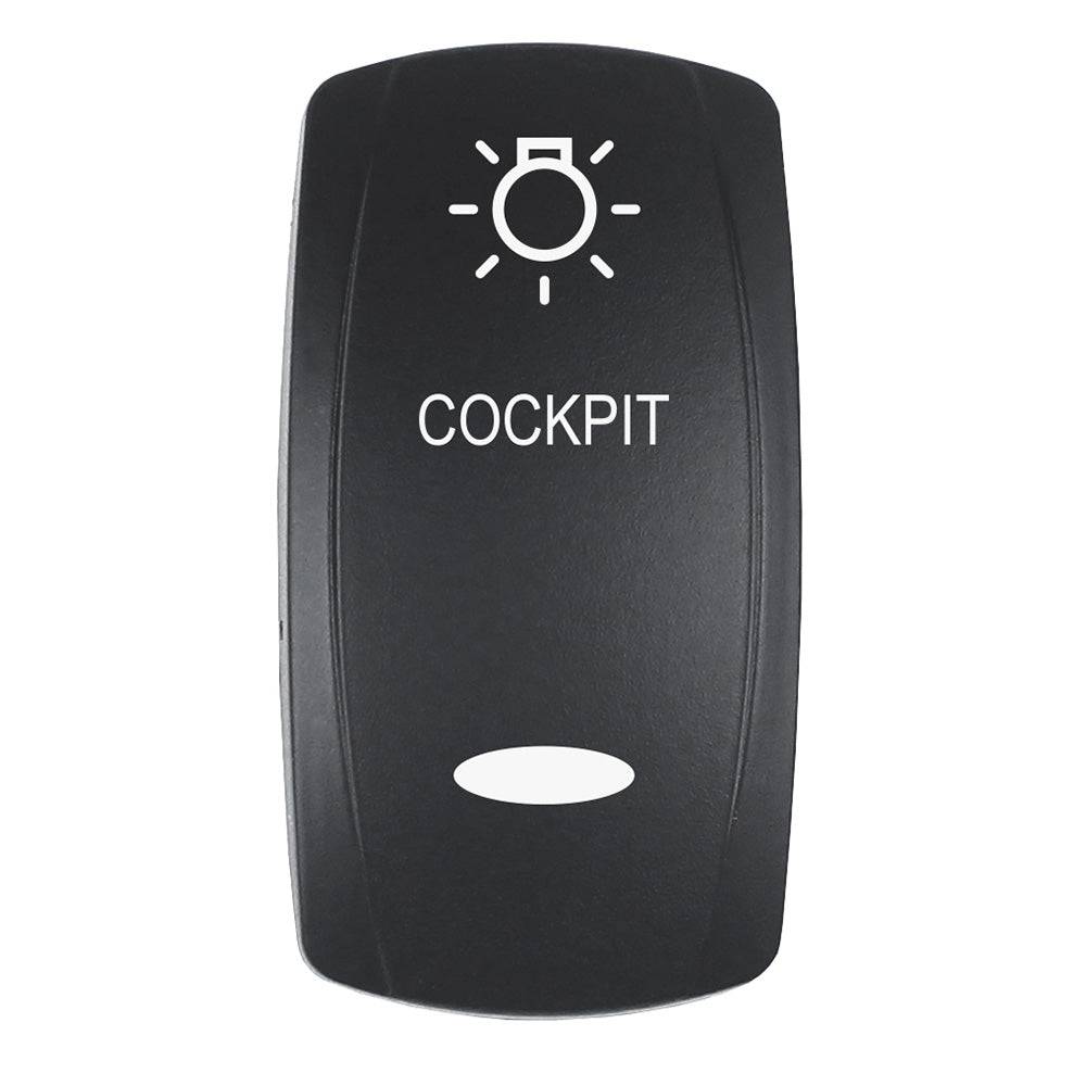 Pacer Actuator - 'COCKPIT' f/V Series Contura Switches - Black - Laser Etched (Top/Bottom Light) [EV2LE-CKPT] - Twin Screws Marine Service