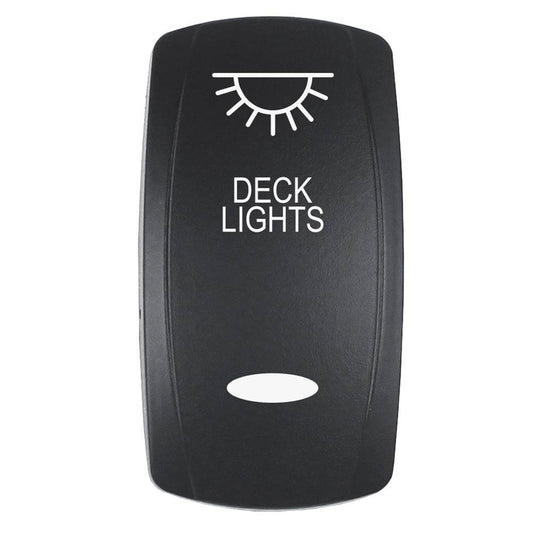 Pacer Actuator - 'DECK LIGHTS' f/V Series Contura Switches - Black - Laser Etched (Top/Bottom Light) [EV2LE-DECK] - Twin Screws Marine Service