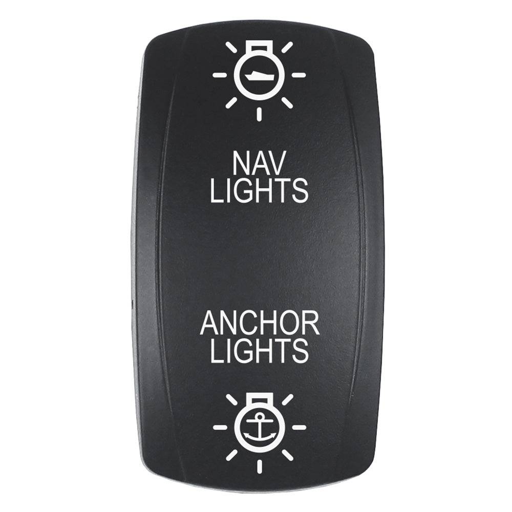 Pacer Actuator - 'NAV/ANC' f/V Series Contura Switches - Black - Laser Etched (Top/Bottom Light) [EV2LE-NAVANC] - Twin Screws Marine Service