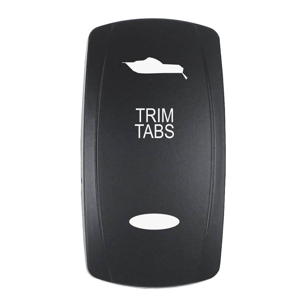 Pacer Actuator - 'TRIM TABS' f/V Series Contura Switches - Black - Laser Etched (Top/Bottom Light) [EV2LE-TRM] - Twin Screws Marine Service