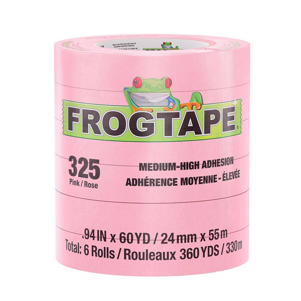 FrogTape CP 325 Medium-High Adhesion Masking Tape - 24MM x 55M x 6-Pack - Pink - Rated for 325F [105333] - Twin Screws Marine Service