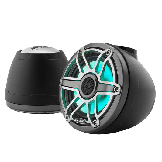 JL Audio M6 VeX Series 6.5" Enclosed Coaxial Speakers w/RGB LED Lighting  Titanium Sports Grilles - M6-650VEX-Mb-S-GmTi-i [010-03261-00] - Twin Screws Marine Service