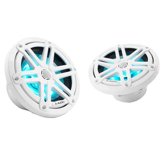 JL Audio M3 Series 6.5" Marine Coaxial Speakers w/Gloss White Sport Grilles w/RGB LED Lighting - M3-650X-S-Gw-i [010-03064-00] - Twin Screws Marine Service