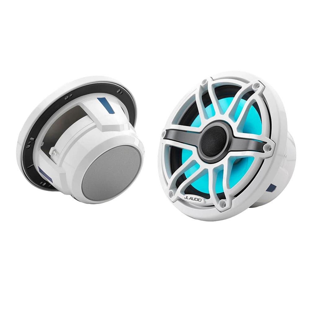 JL Audio M6 Series 7.7" Marine Coaxial Speakers w/Gloss White Sport Grille  Transflective LED Lighting - M6-770X-S-GwGw-i [010-03074-00] - Twin Screws Marine Service