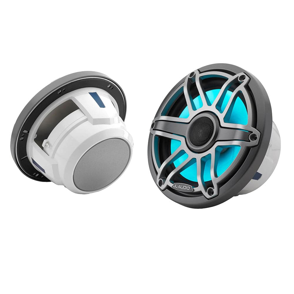 JL Audio M6 Series 7.7" Marine Coaxial Speakers w/Grey Metallic Sport Grille  Transflective LED Lighting - M6-770X-S-GmTi-i [010-03076-00] - Twin Screws Marine Service