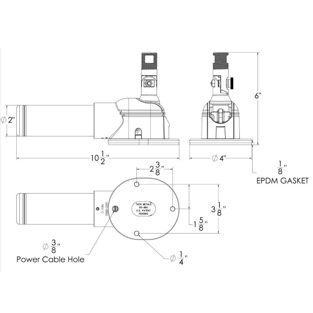 TACO Grand Slam 860 Electric VHF Antenna Mount [GS-860] - Twin Screws Marine Service