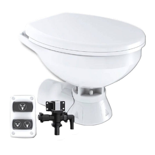 Commodore Quiet Flush Electric Toilet - Rear Macerator w/Solenoid Valve - Regular Size [CM3RMT] - Twin Screws Marine Service