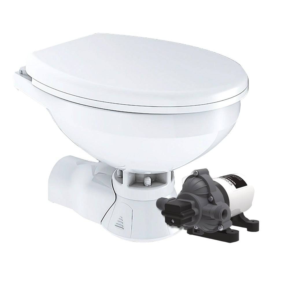 Commodore Quiet Flush Electric Toilet - Rear Macerator - Raw Water Pump - Regular Size [CM4RMT] - Twin Screws Marine Service