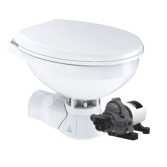 Commodore Quiet Flush Electric Toilet - Rear Macerator - Raw Water Pump - Regular Size [CM4RMT] - Twin Screws Marine Service