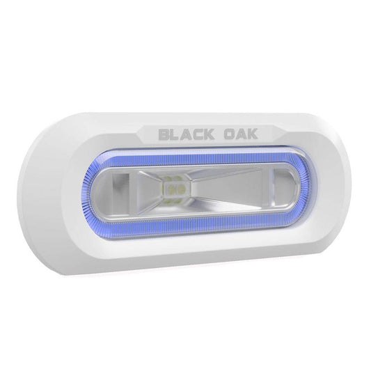 Black Oak Low Pro Marine Spreader Light - Flush Mount - White Housing - Blue LED [MLPS-FB] - Twin Screws Marine Service