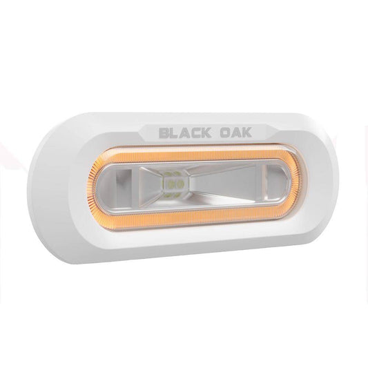 Black Oak Low Pro Marine Spreader Light - Flush Mount - White Housing - Amber LED [MLPS-FA] - Twin Screws Marine Service