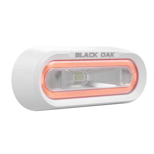 Black Oak Low Pro Off Road Spreader Light - Bracket Mount - White Housing - Red LED [MLPS-R] - Twin Screws Marine Service