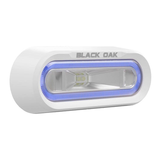 Black Oak Low Pro Off Road Spreader Light - Bracket Mount - White Housing - Blue LED [MLPS-B] - Twin Screws Marine Service